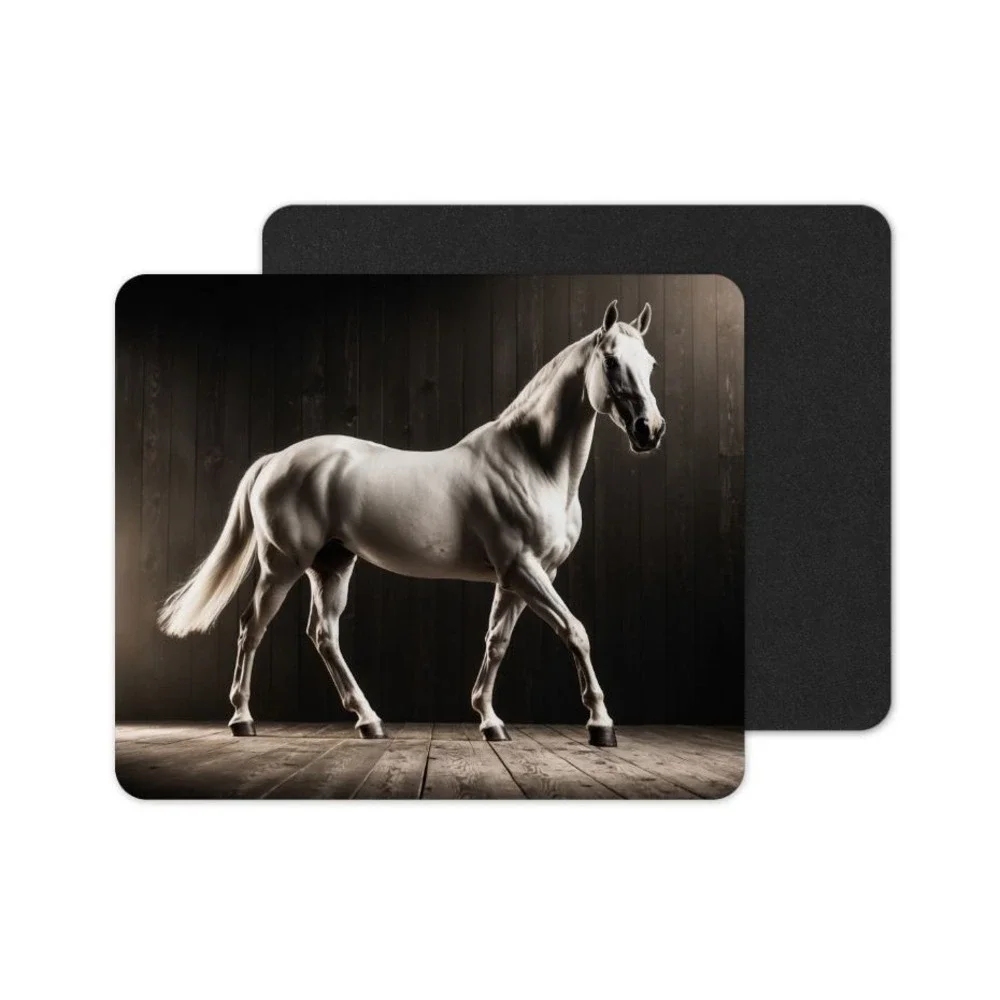 White Grey Horse Mouse‎ Pad: Vibrant Neoprene Computer Accessory